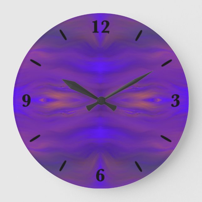 Blue Orange And Purple Abstract Design Pattern Large Clock (Front)