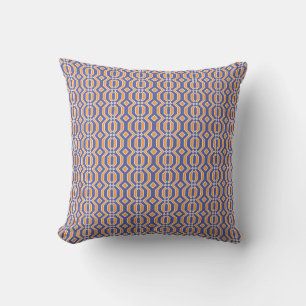 Blue, Orange and White Patterned Pillow