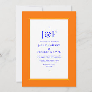 Blue, Orange and Yellow Wedding Invitation