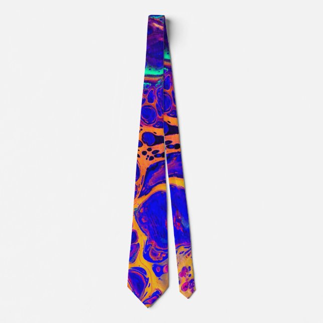 Blue Orange animal print Tie (Front)