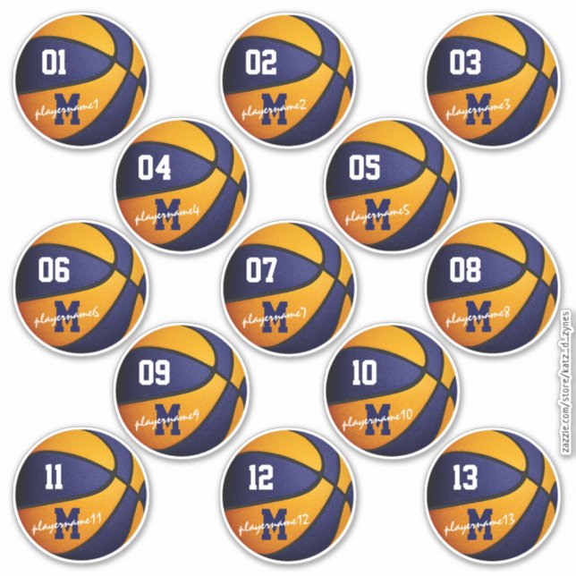 blue orange basketball custom 13 players names  (Front)