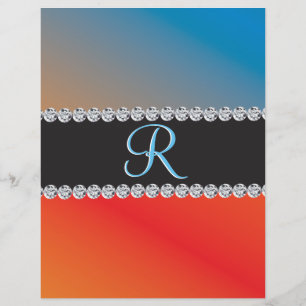 Blue Orange Black Diamond 3d Monogram Initial Flyer