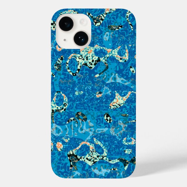 Blue Orange Black Spotted Graphic Abstraction Case-Mate iPhone Case (Back)