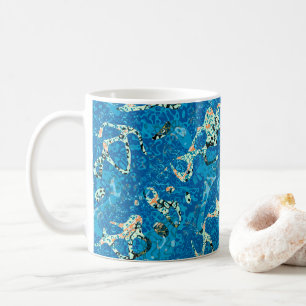 Blue Orange Black Spotted Graphic Abstraction Coffee Mug