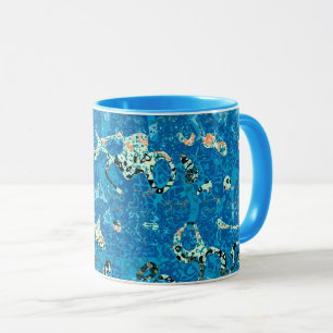 Blue Orange Black Spotted Graphic Abstraction Mug