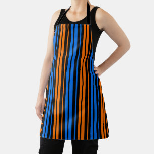 Blue Orange Blue Vertical Stripes Design   Apron