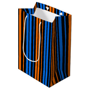 Blue Orange Blue Vertical Stripes Design Medium Gift Bag