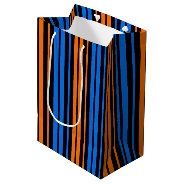 Blue Orange Blue Vertical Stripes Design   Medium Gift Bag (Front Angled)