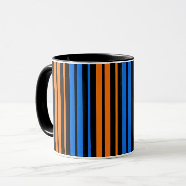 Blue Orange Blue Vertical Stripes Design   Mug (Front Left)