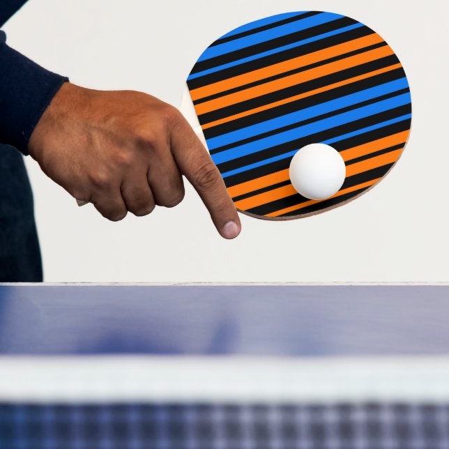 Blue Orange Blue Vertical Stripes Design   Ping Pong Paddle (Insitu)