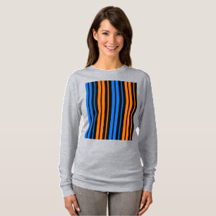 Blue Orange Blue Vertical Stripes Design T-Shirt