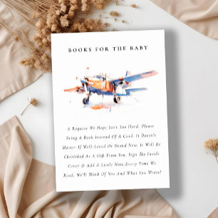 Blue Orange Blush Airplane Books For Baby Shower Enclosure Card