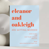 Blue Orange Bold Typography Minimalist Wedding