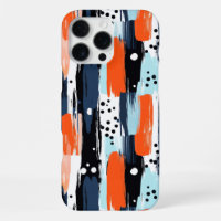 Blue Orange Brushstrokes Abstract Pattern
