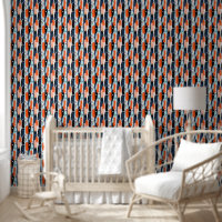 Blue Orange Brushstrokes Abstract Pattern