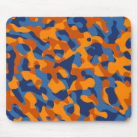 Blue Orange Camouflage Print Pattern