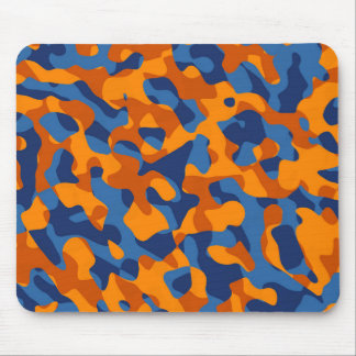 Blue Orange Camouflage Print Pattern Mouse Pad