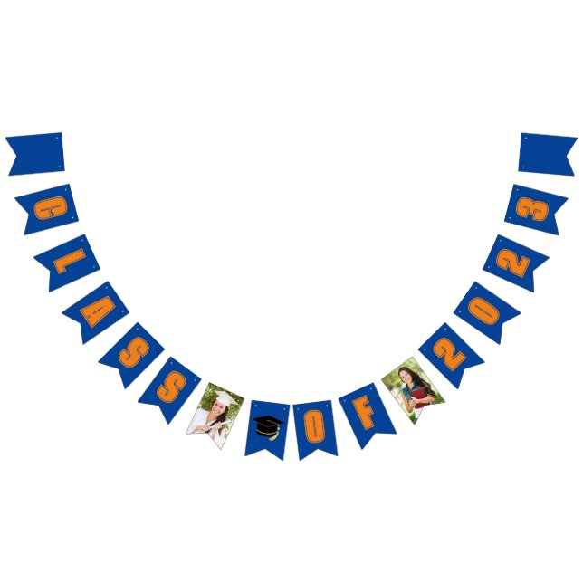 Blue Orange Class of 2023 Photo Graduation Party Bunting (All)