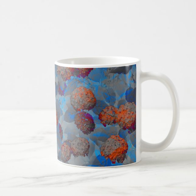 Blue orange colour flower pattern digital art coffee mug (Right)