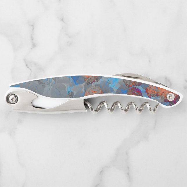 Blue orange colour flower pattern digital art corkscrew (Front)