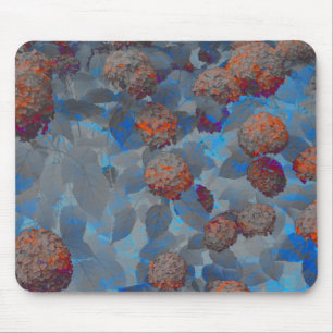 Blue orange colour flower pattern digital art mouse pad