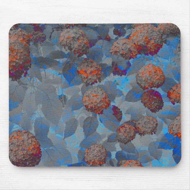 Blue orange colour flower pattern digital art mouse pad (Front)