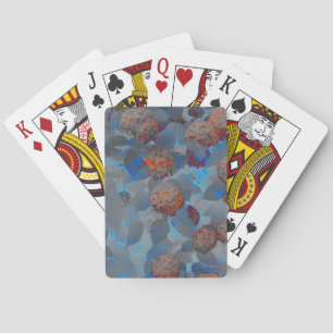 Blue orange colour flower pattern digital art playing cards