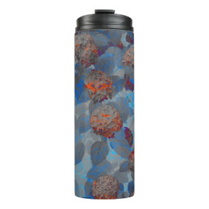Blue orange colour flower pattern digital art thermal tumbler
