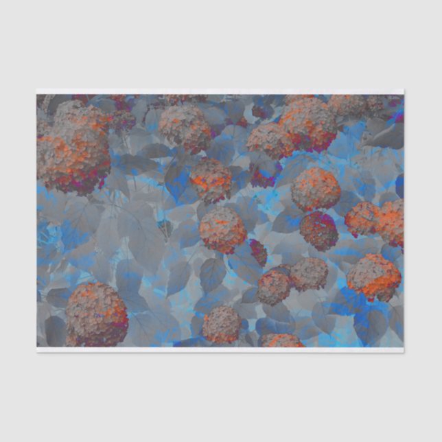 Blue orange colour flower pattern digital art tissue paper (Front)
