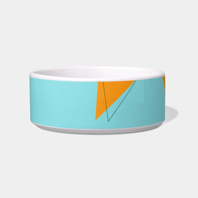 Blue,orange, cool, trendy, modern triangle pattern bowl (Front)