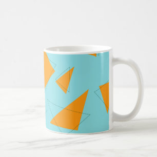 Blue,orange, cool, trendy, modern triangle pattern coffee mug