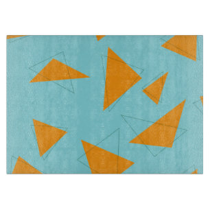 Blue,orange, cool, trendy, modern triangle pattern cutting board