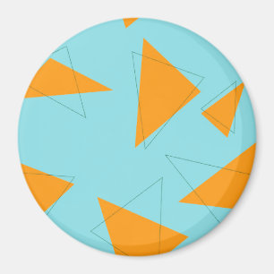 Blue,orange, cool, trendy, modern triangle pattern magnet