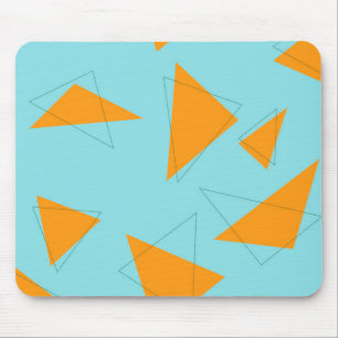 Blue,orange, cool, trendy, modern triangle pattern mouse pad