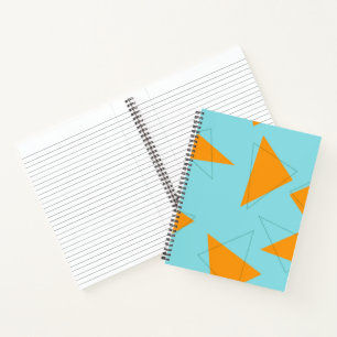 Blue,orange, cool, trendy, modern triangle pattern notebook