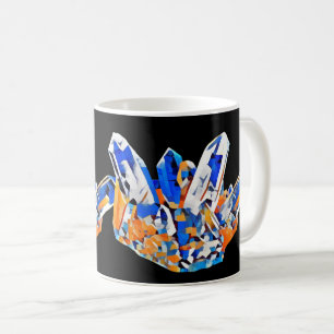 Blue Orange Crystal Gems Rocks Abstract Art Coffee Mug