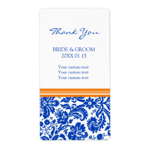 Blue Orange Damask Pattern Wedding Labels