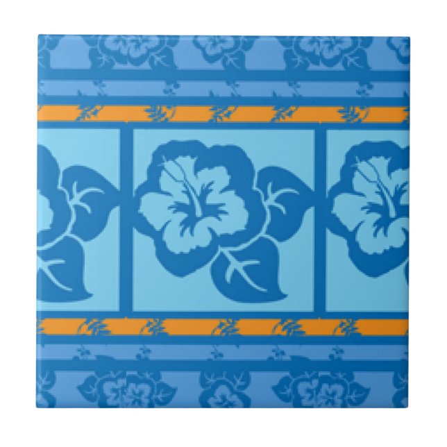 Blue Orange Florah Tile Designs (Front)