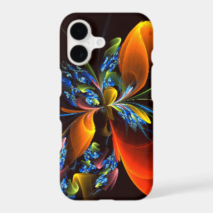 Blue Orange Floral Modern Abstract Art Pattern #03