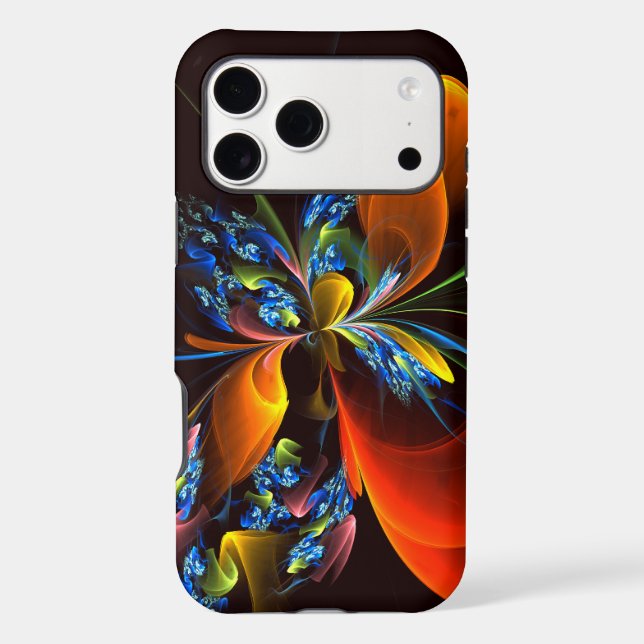 Blue Orange Floral Modern Abstract Art Pattern #03 (Back)