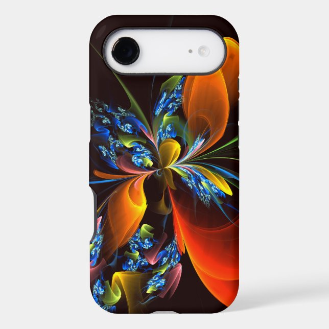 Blue Orange Floral Modern Abstract Art Pattern #03 (Back)