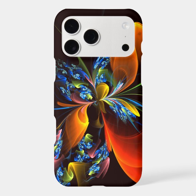 Blue Orange Floral Modern Abstract Art Pattern #03 (Back)