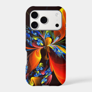 Blue Orange Floral Modern Abstract Art Pattern #03