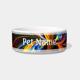 Blue Orange Floral Modern Abstract Art Pattern #03 Bowl