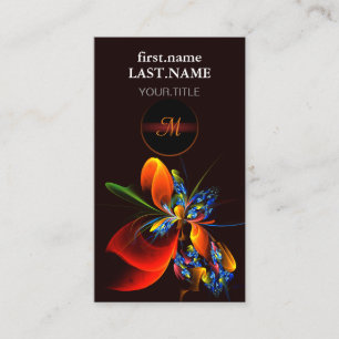 Blue Orange Floral Modern Abstract Art Pattern #03 Business Card