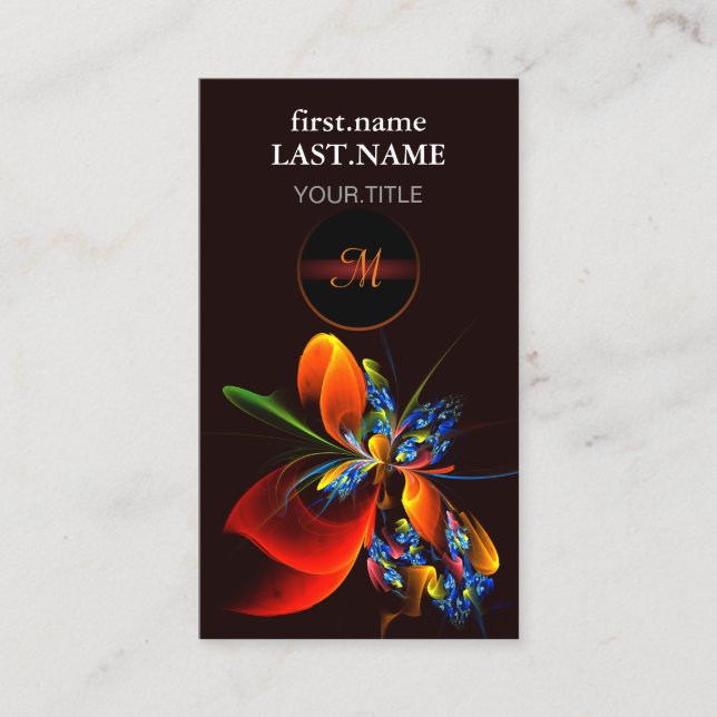 Blue Orange Floral Modern Abstract Art Pattern #03 Business Card (Front)
