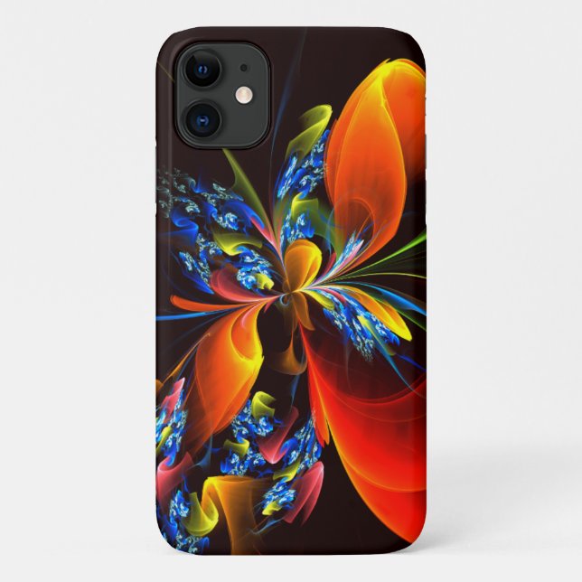 Blue Orange Floral Modern Abstract Art Pattern #03 Case-Mate iPhone Case (Back)