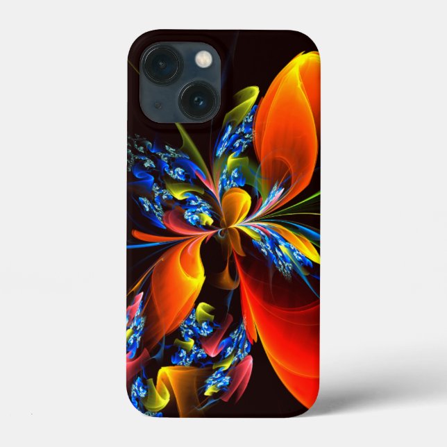 Blue Orange Floral Modern Abstract Art Pattern #03 Case-Mate iPhone Case (Back)