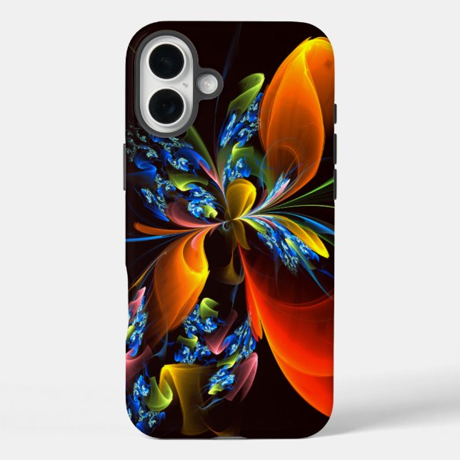Blue Orange Floral Modern Abstract Art Pattern #03 Case-Mate iPhone Case (Back)