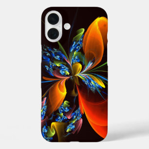 Blue Orange Floral Modern Abstract Art Pattern #03 iPhone 16 Plus Case
